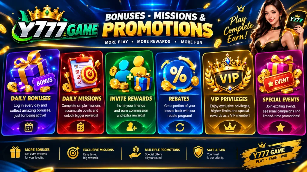 Y77 Game Bonuses and Promotions Image