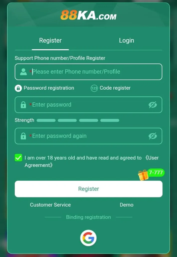 Register an Account Screenshoot Image