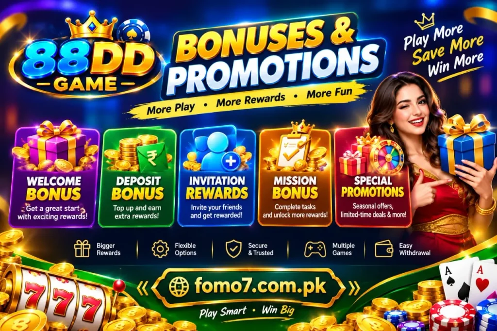 88DD Game bonuses and promotional offers including welcome rewards, deposit offers, VIP benefits, and referral rewards.