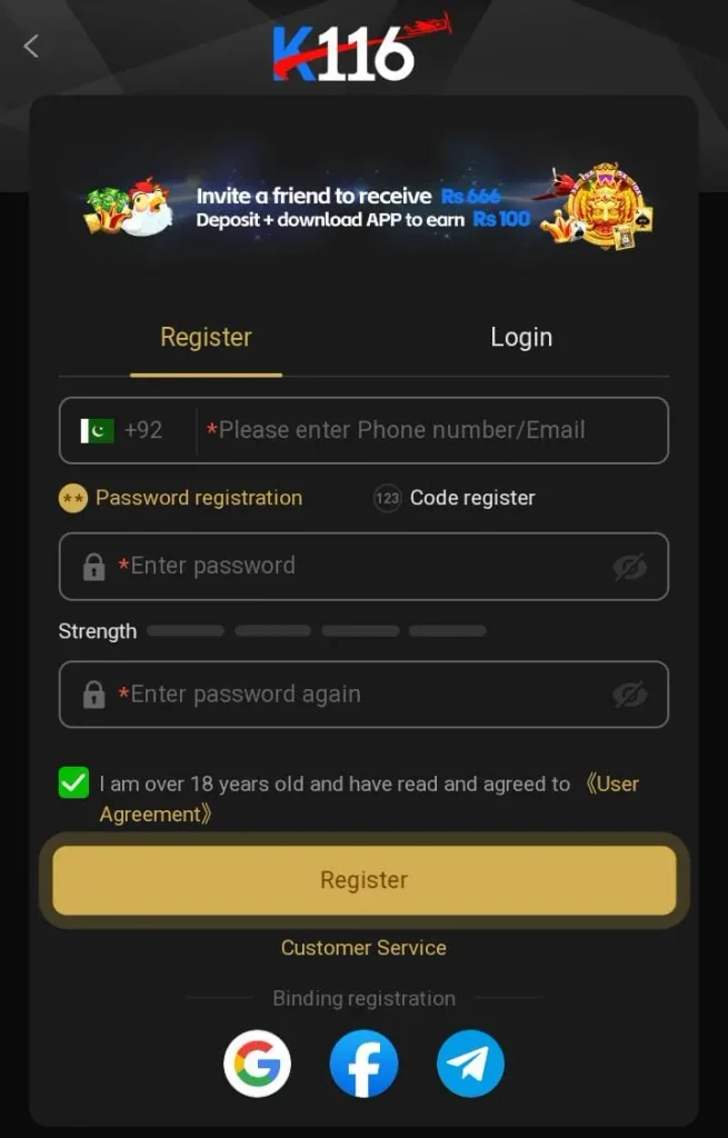 K116 Registration process